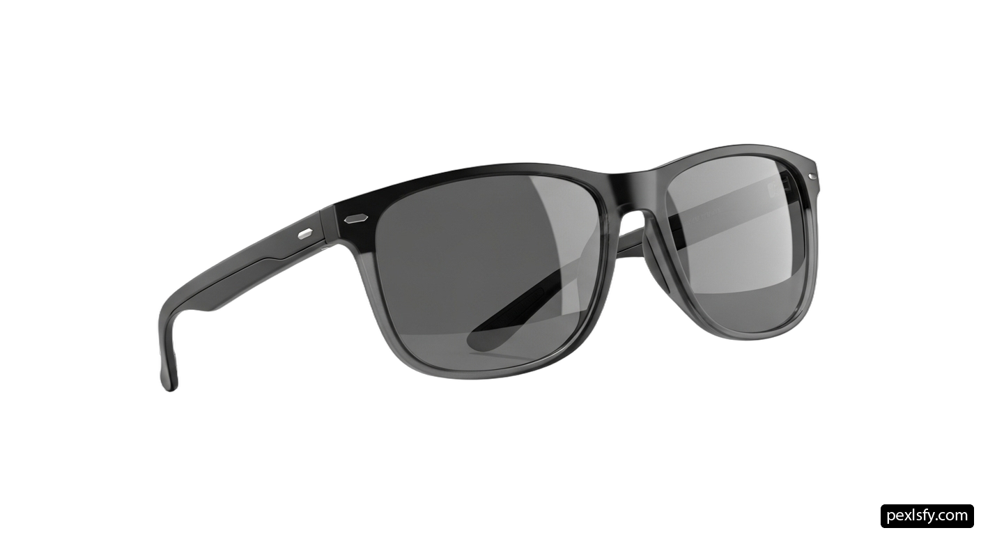 Pair of black sunglasses on a white background png transparent background