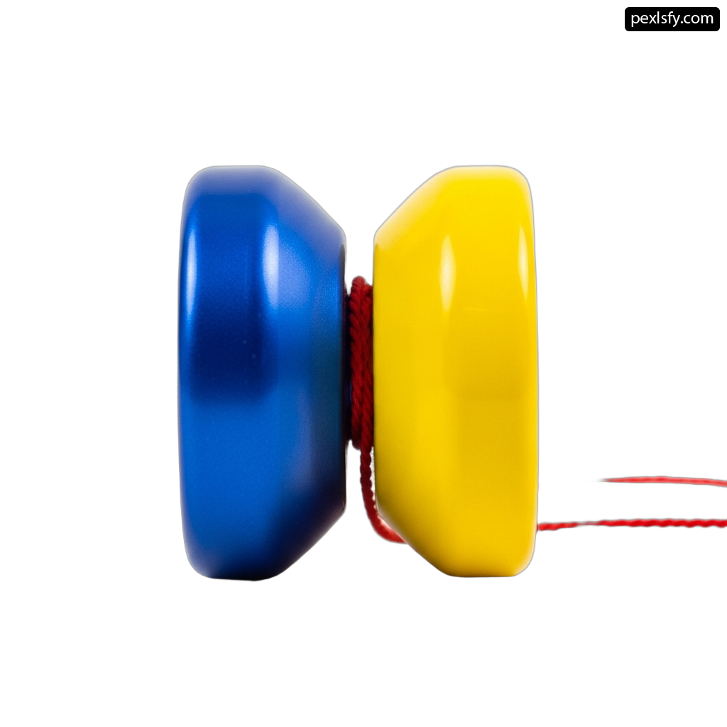 Pair of blue and yellow ear plugs on a string png transparent background