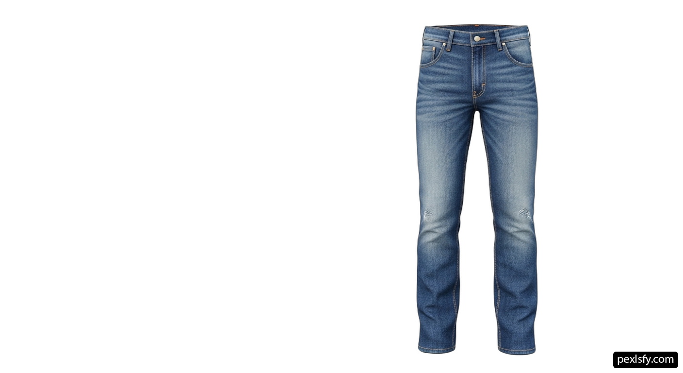Pair of blue jeans on a white background png transparent background