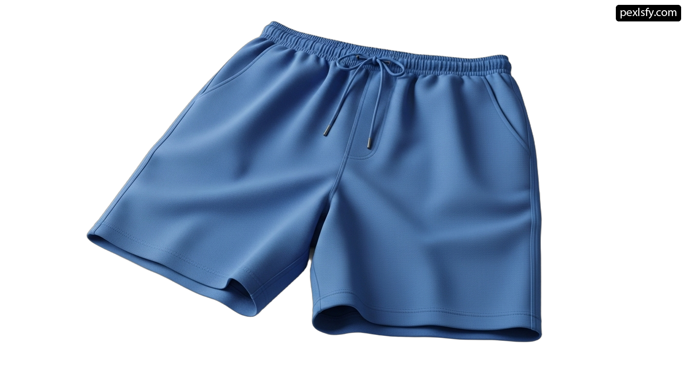 Pair of blue shorts on a white background png transparent background