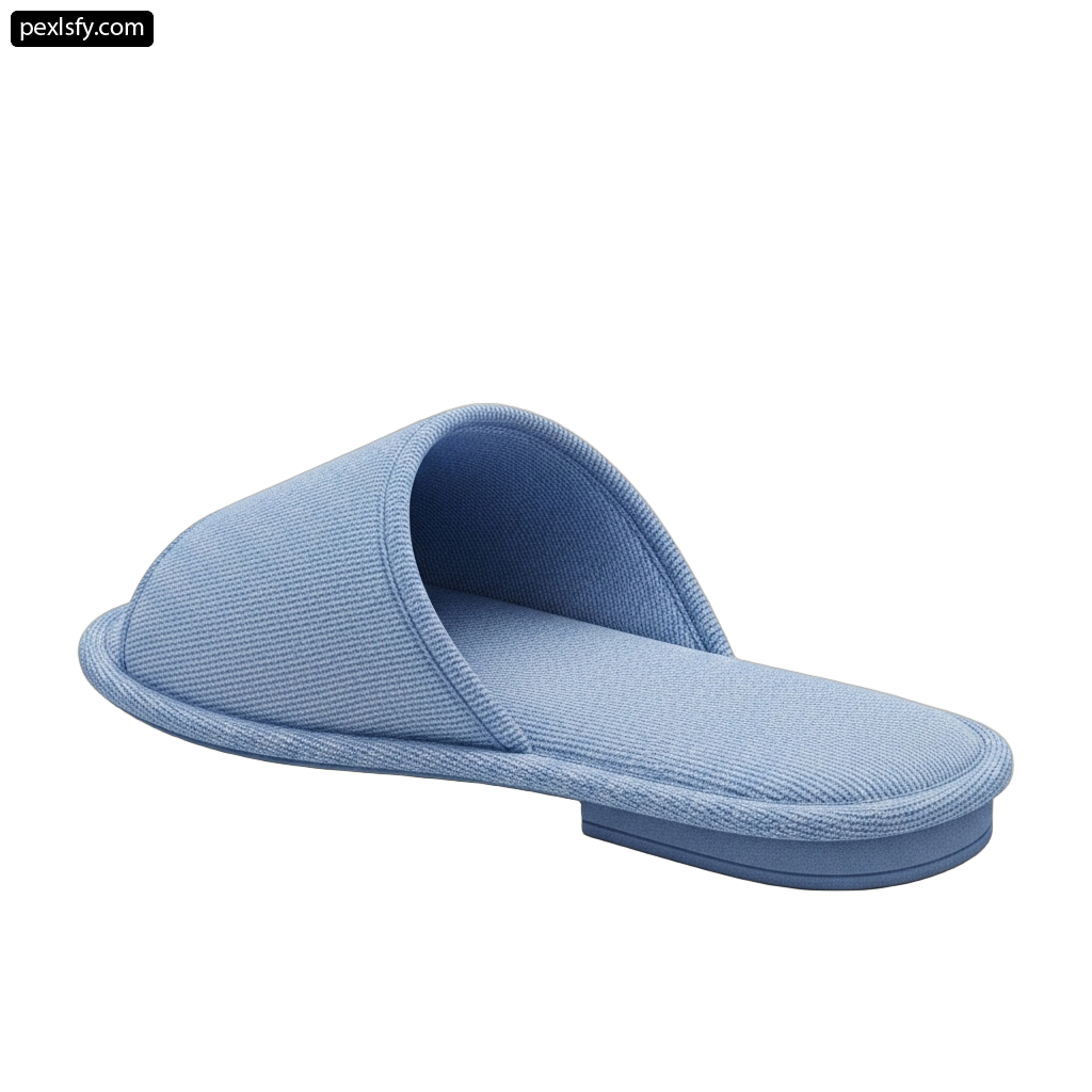 Pair of blue slippers on a white background png transparent background