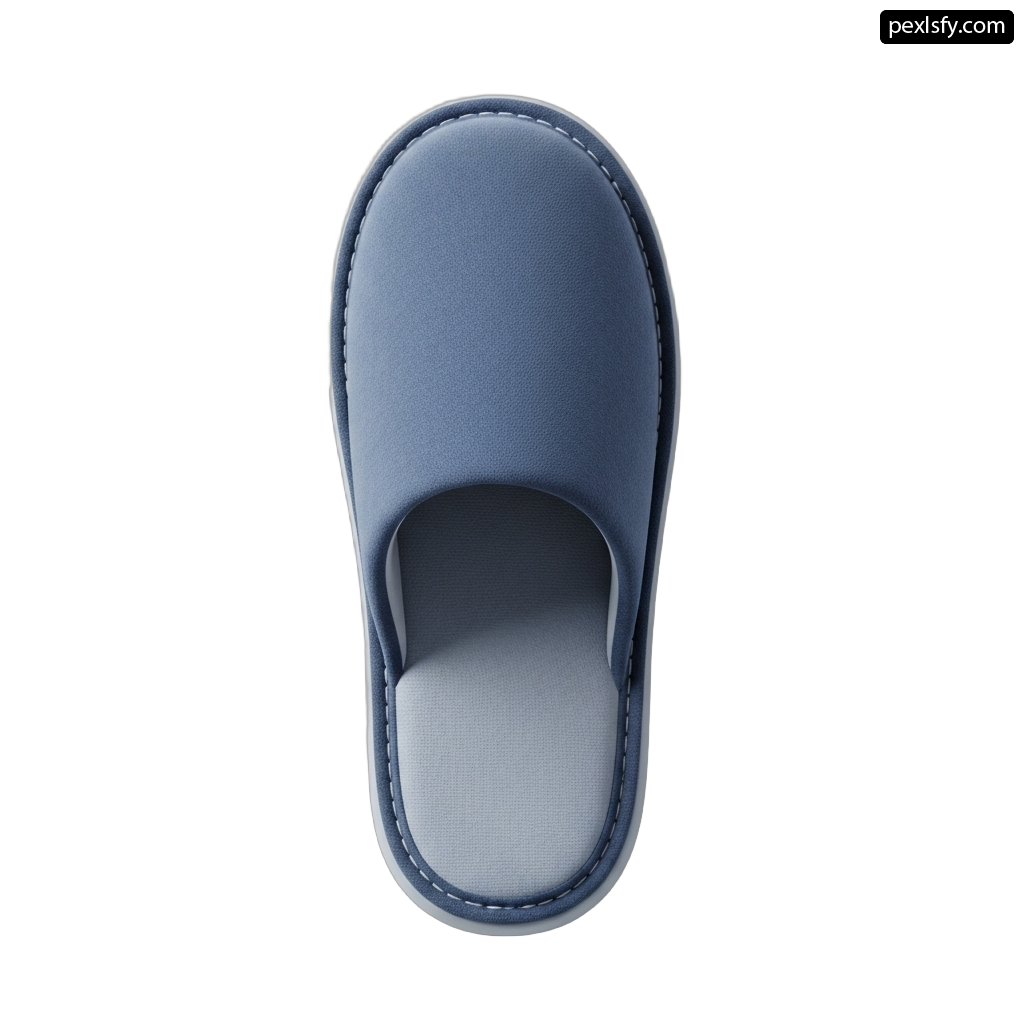 Pair of blue slippers on a white background png transparent background