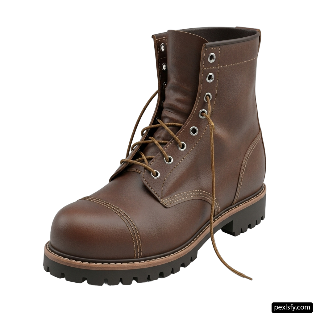 Pair of brown boots on a white background png transparent background