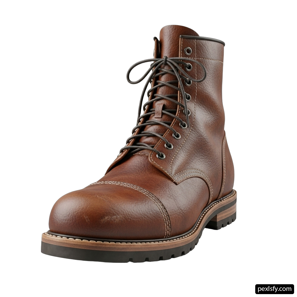 Pair of brown boots on a white background png transparent background