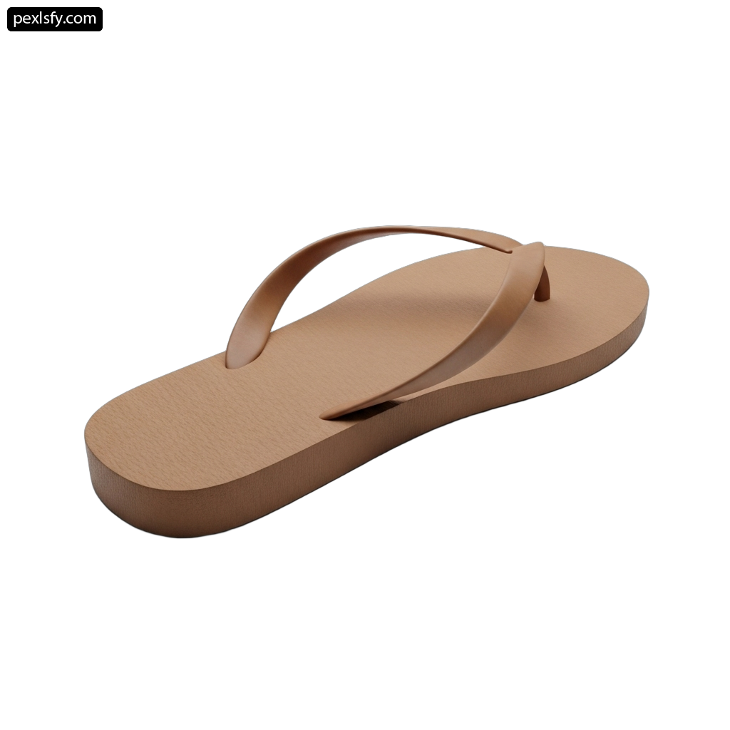 Pair of brown flip flops on a white background png transparent background