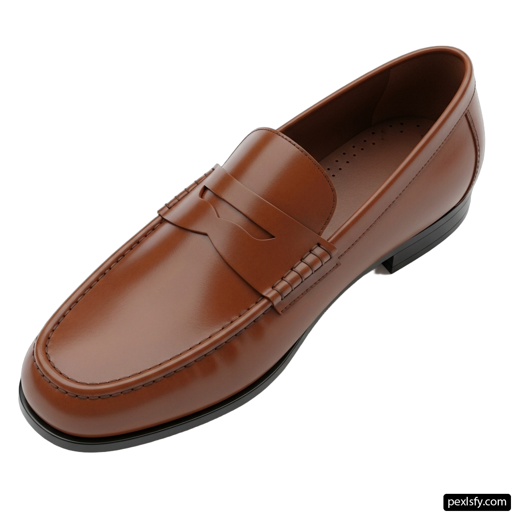 Pair of brown loafers on a white background png transparent background