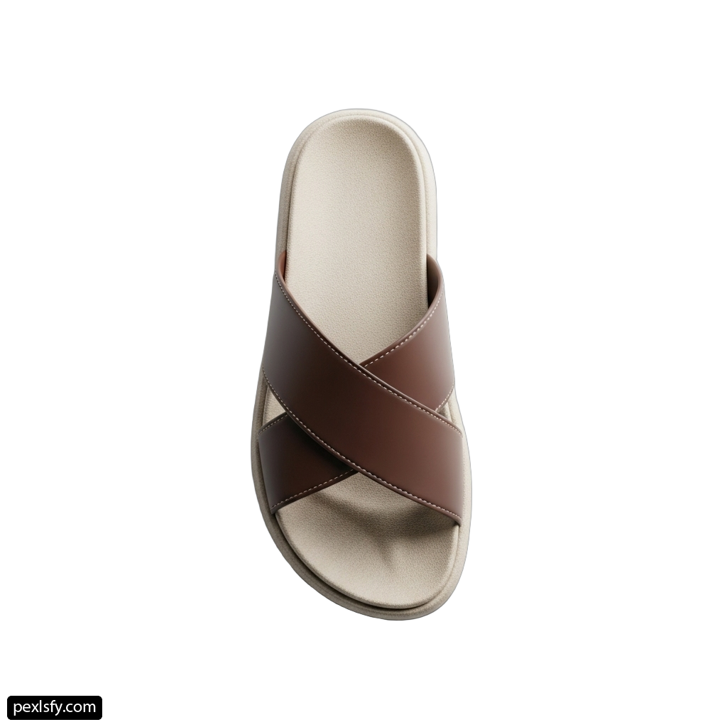 Pair of brown sandals on a white background png transparent background