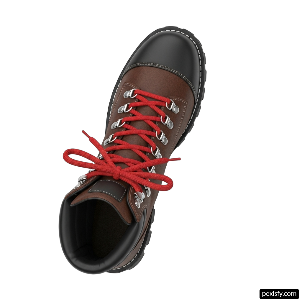 Pair of brown shoes with red laces on them png transparent background
