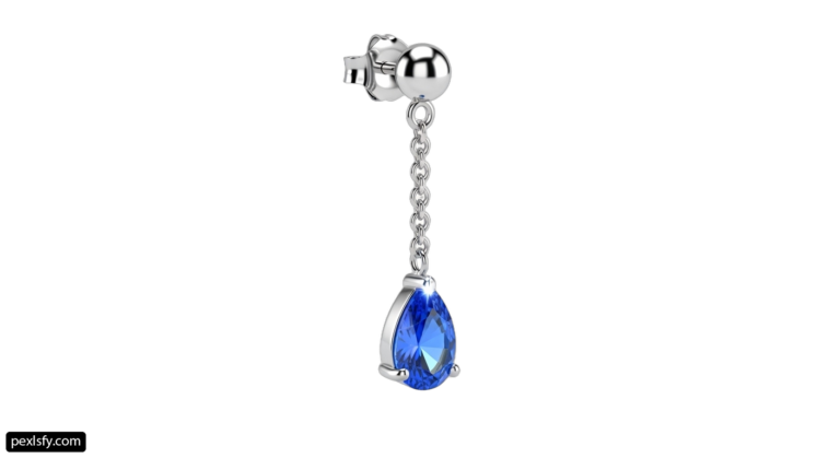 Pair of earrings with a blue tear shaped stone png transparent background