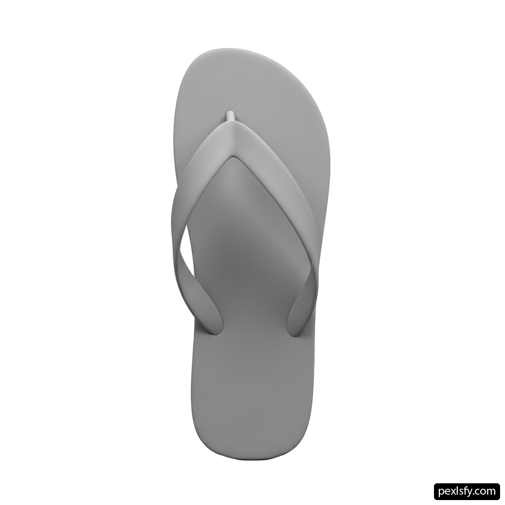 Pair of gray flip flops on a white background png transparent background