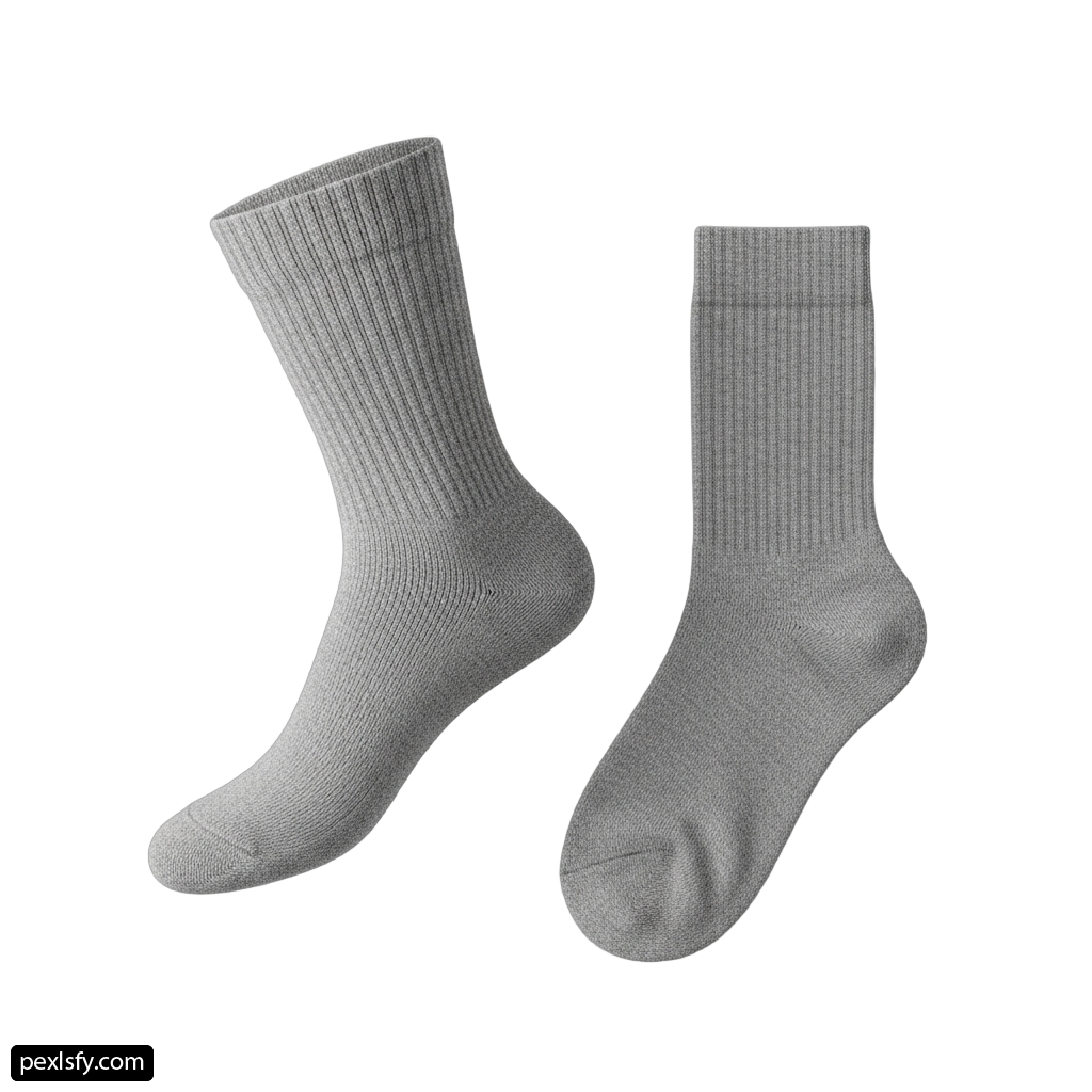 Pair of gray socks on a white background png transparent background