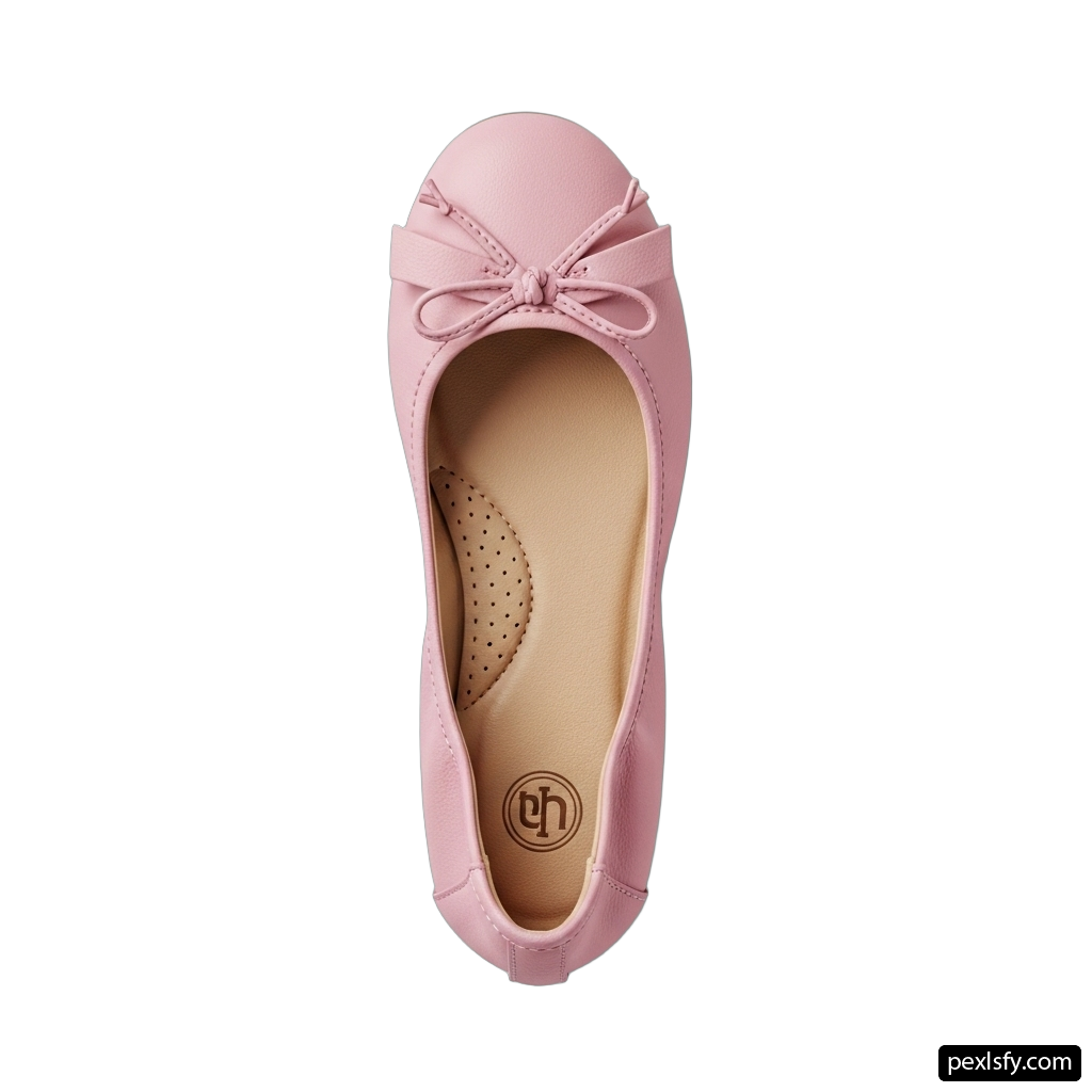 Pair of pink ballet shoes with a bow on the front png transparent background