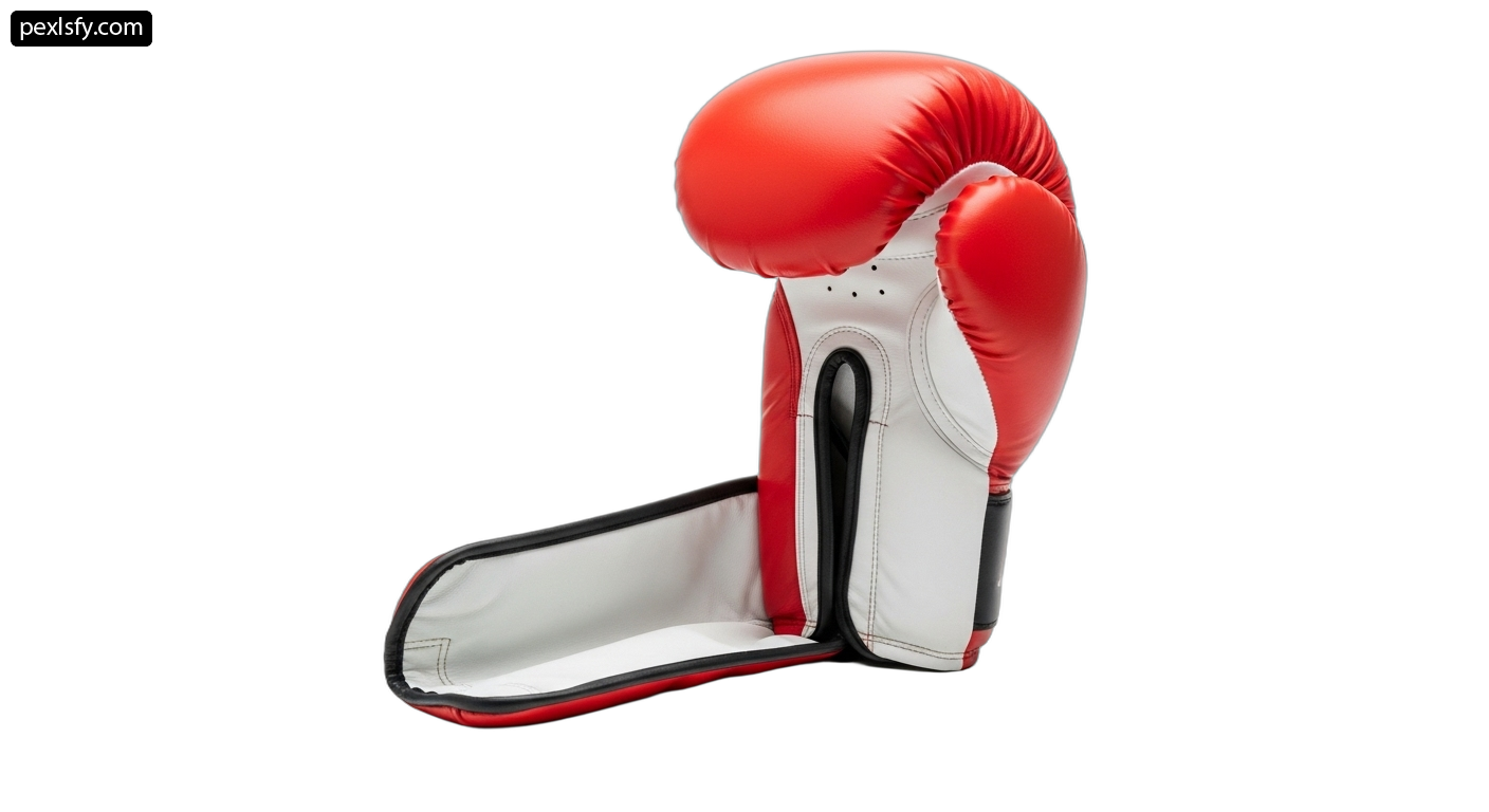 Pair of red and white boxing gloves on a white background png transparent background