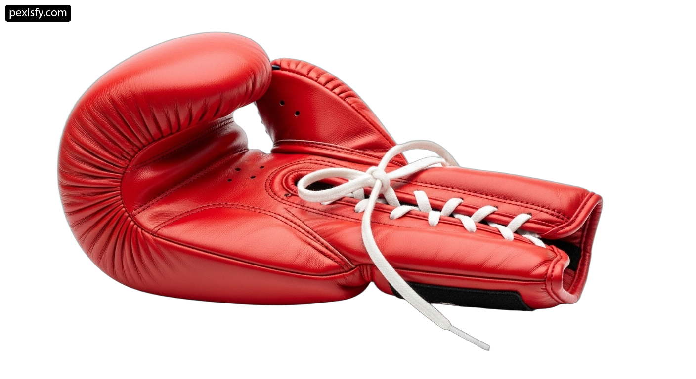 Pair of red boxing gloves on a white background png transparent background