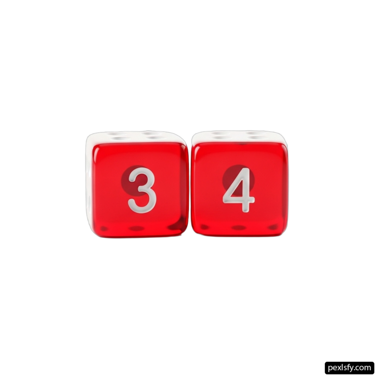 Pair of red dice with white numbers on them png transparent background
