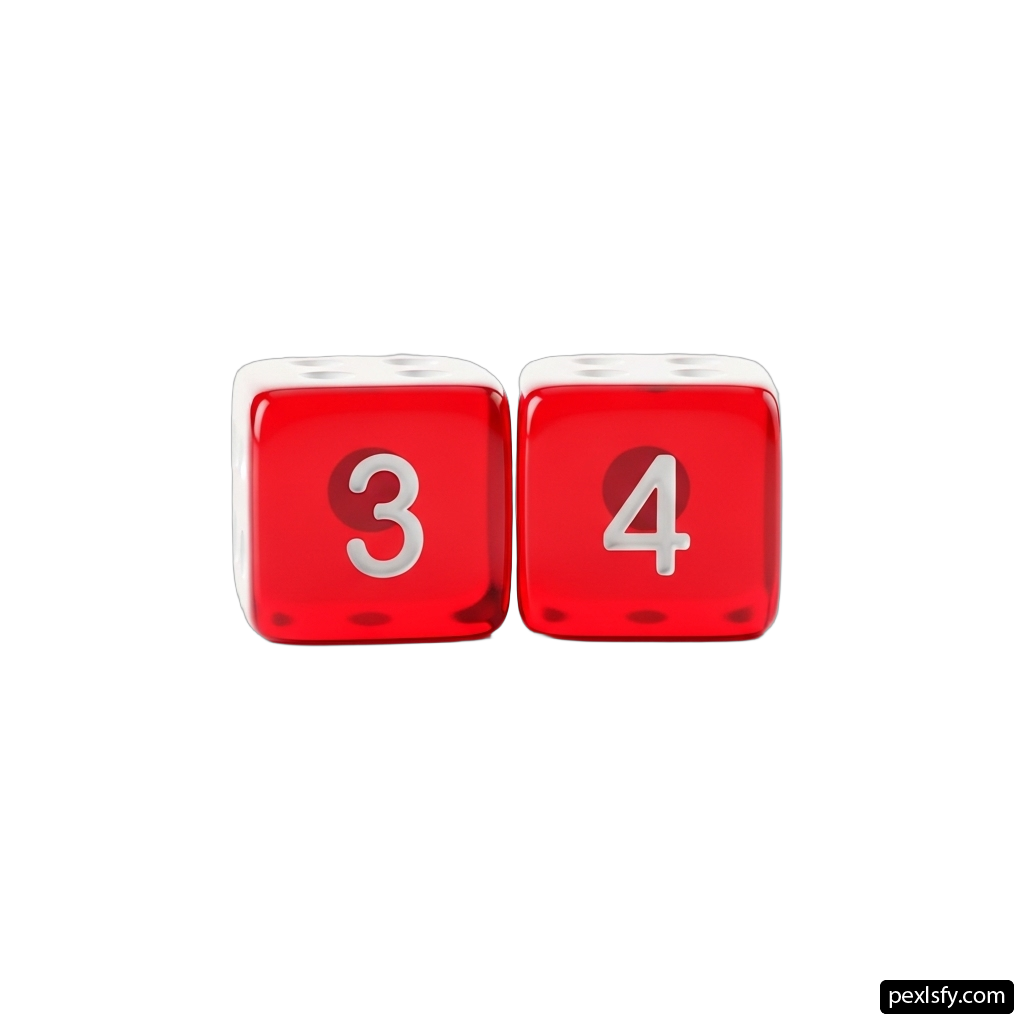 Pair of red dice with white numbers on them png transparent background
