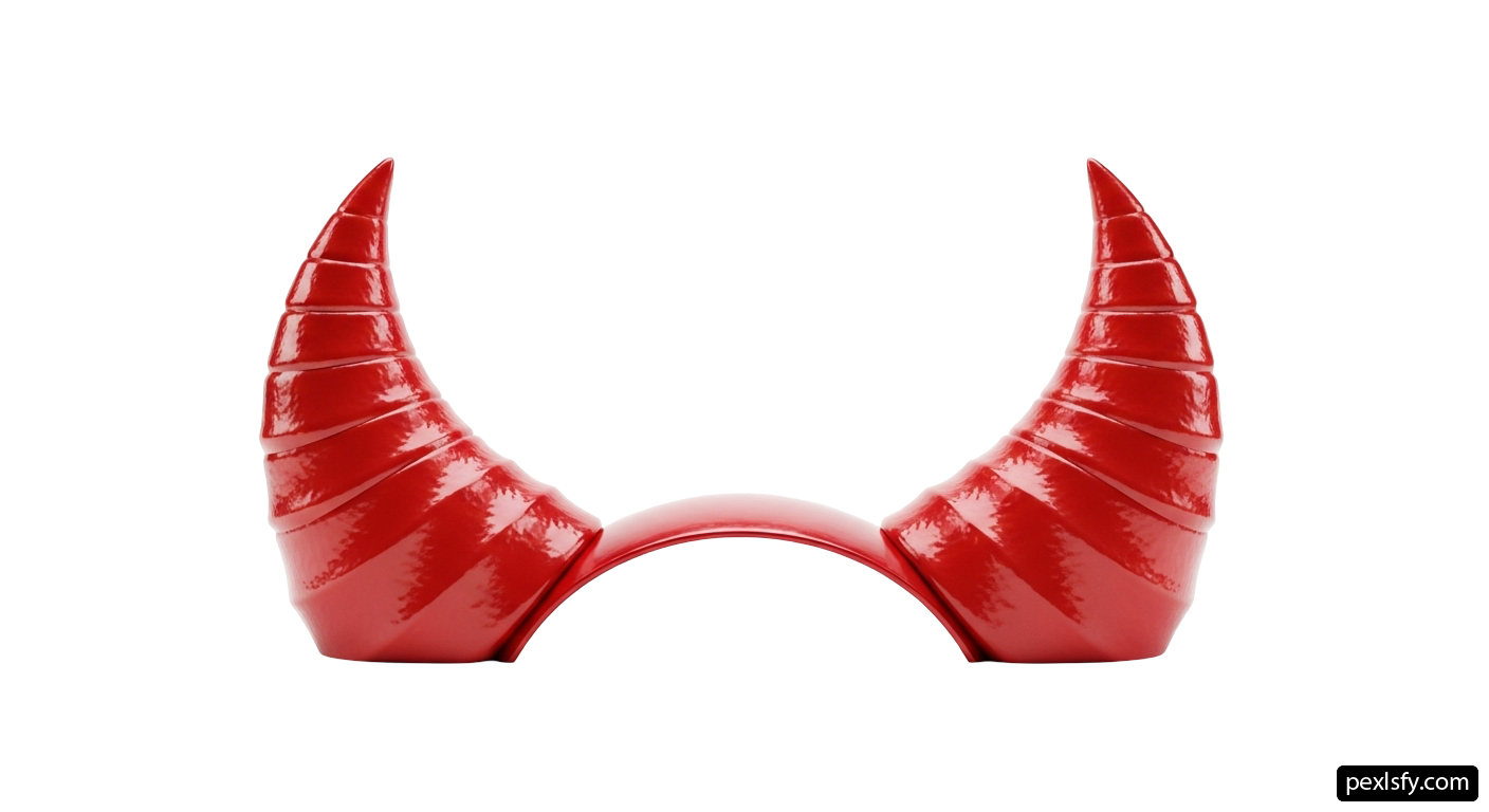 Pair of red horns on a white background png transparent background