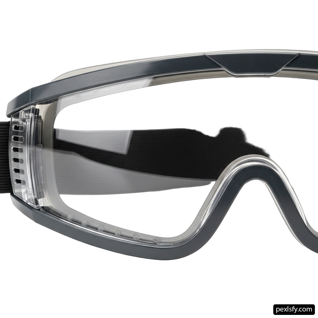 Pair of safety glasses on a white background png transparent background