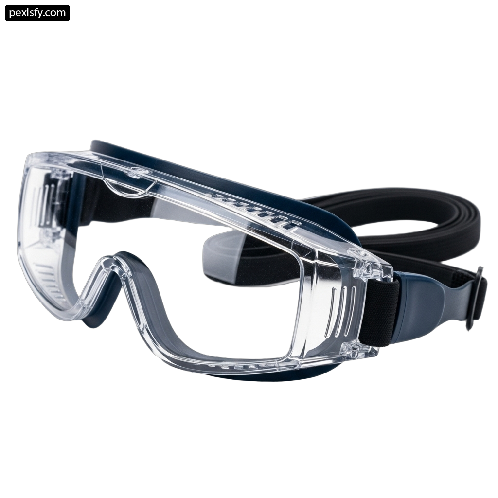 Pair of safety goggles on a white background png transparent background