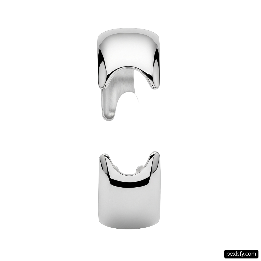Pair of silver earrings on a white background png transparent background
