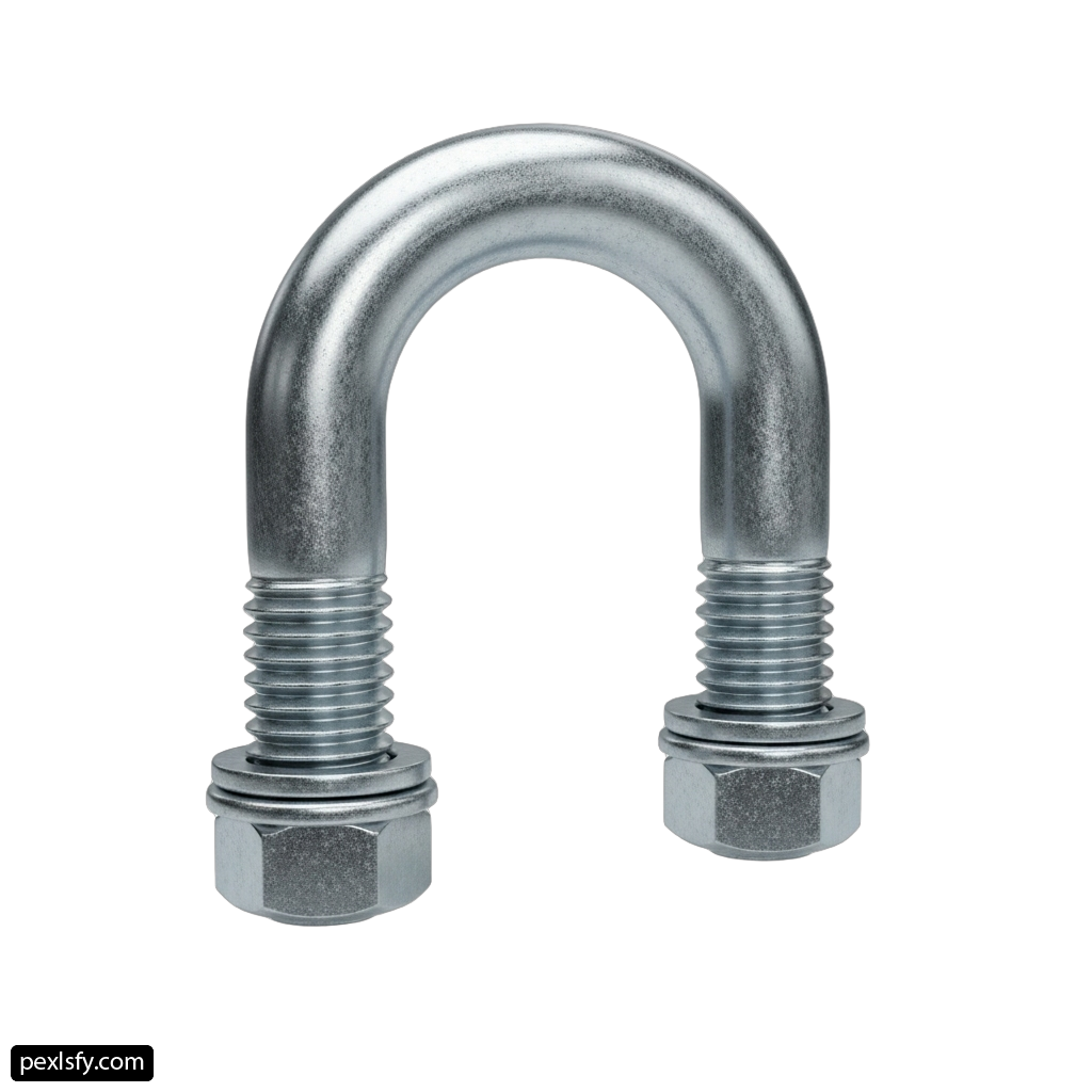 Pair of stainless steel bolts on a white background png transparent background
