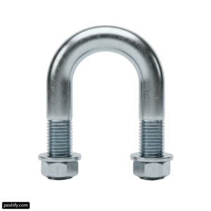 Pair of stainless steel bolts on a white background png transparent background