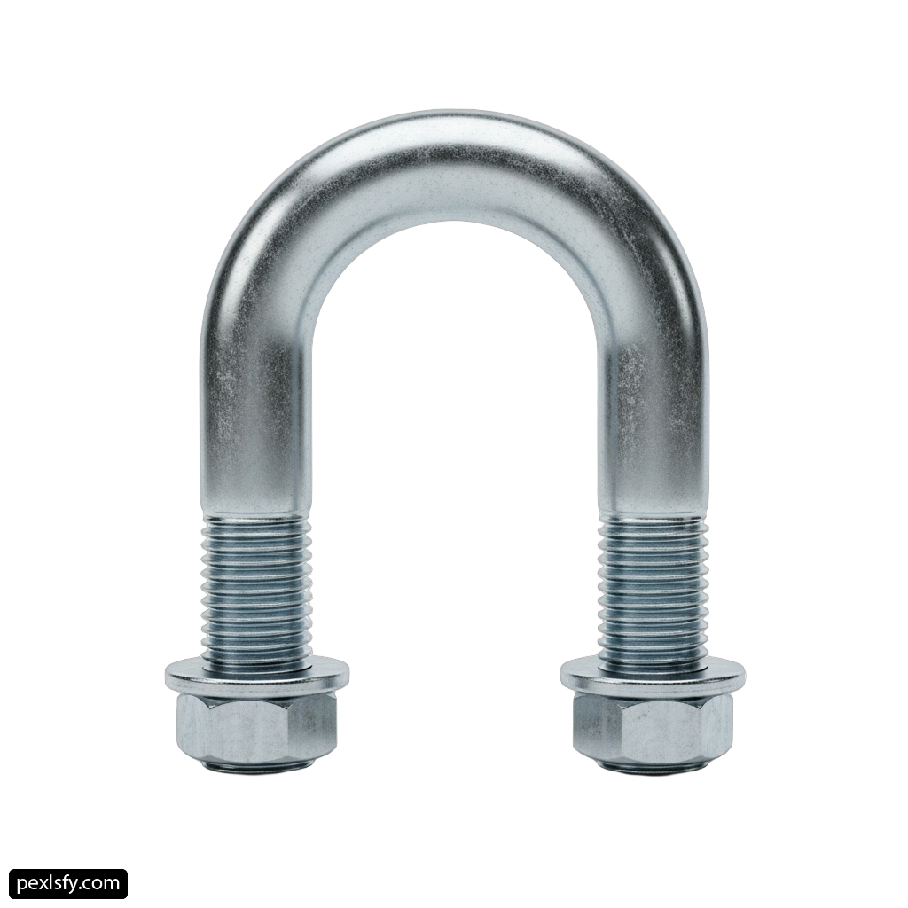 Pair of stainless steel bolts on a white background png transparent background
