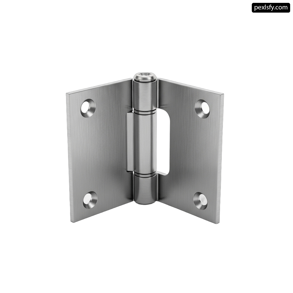 Pair of stainless steel hinges on a white background png transparent background
