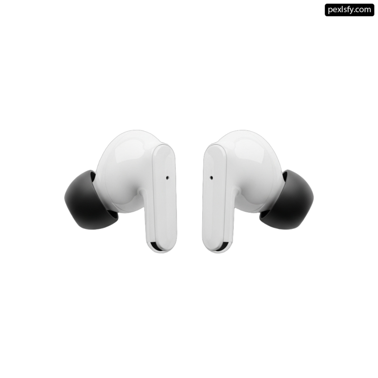 Pair of white earbuds sitting on top of each other png transparent background
