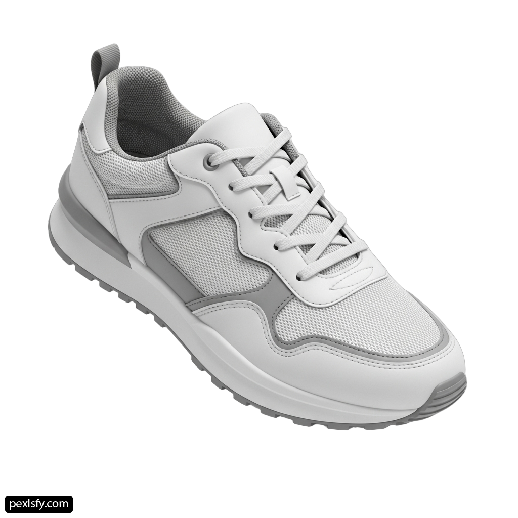 Pair of white sneakers on a white background png transparent background