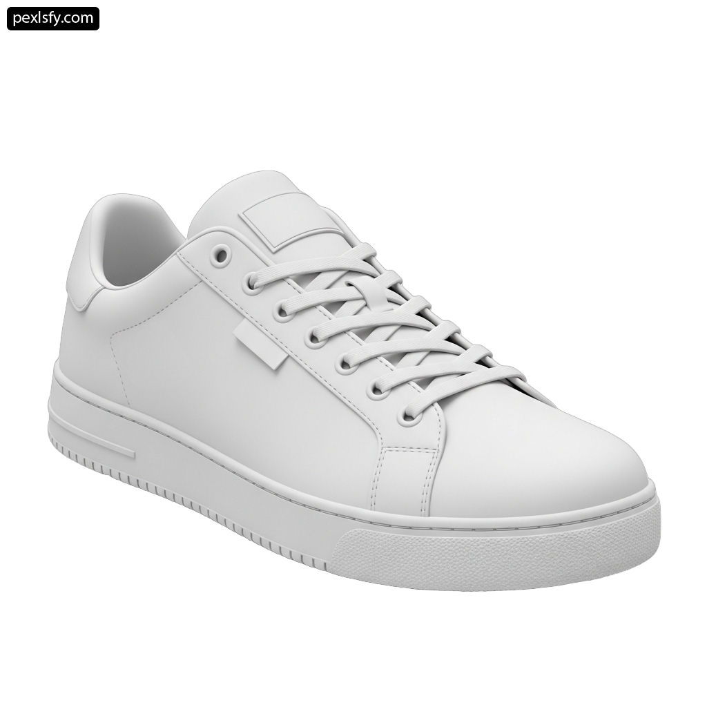 Pair of white sneakers on a white background png transparent background