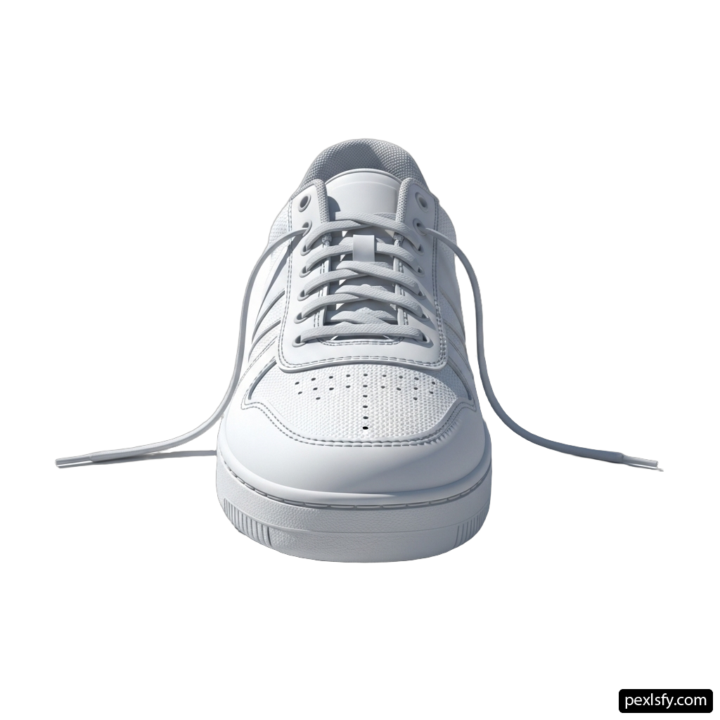 Pair of white sneakers on a white background png transparent background