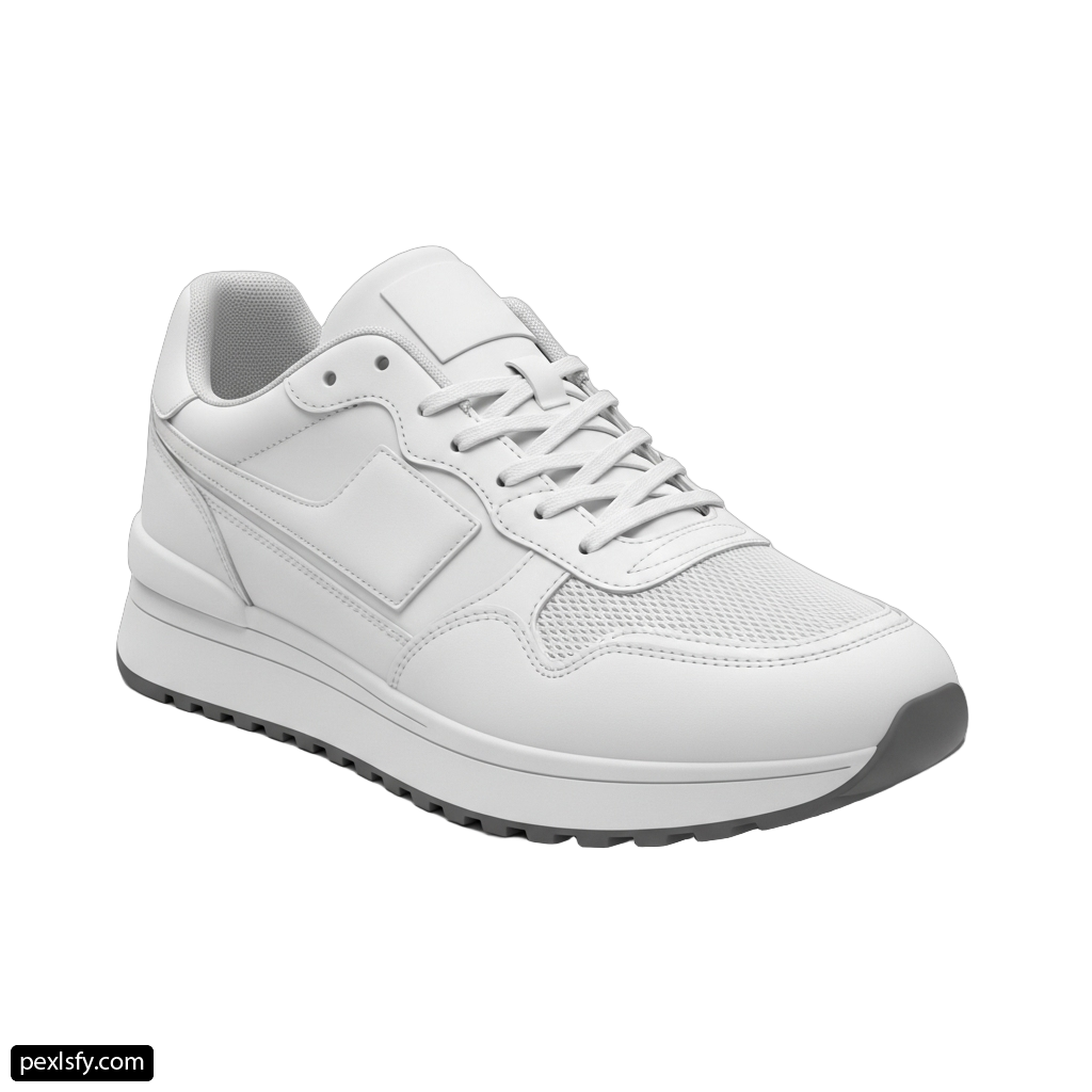 Pair of white sneakers on a white background png transparent background
