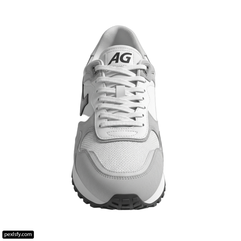 Pair of white sneakers on a white background png transparent background