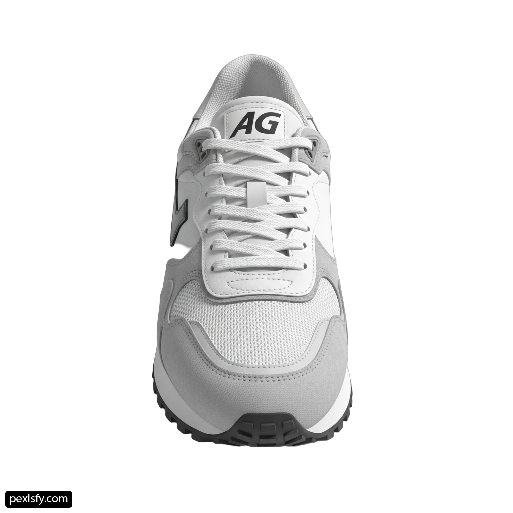 Pair of white sneakers on a white background png transparent background