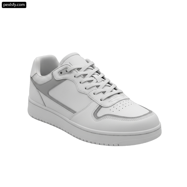 Pair of white sneakers on a white background png transparent background