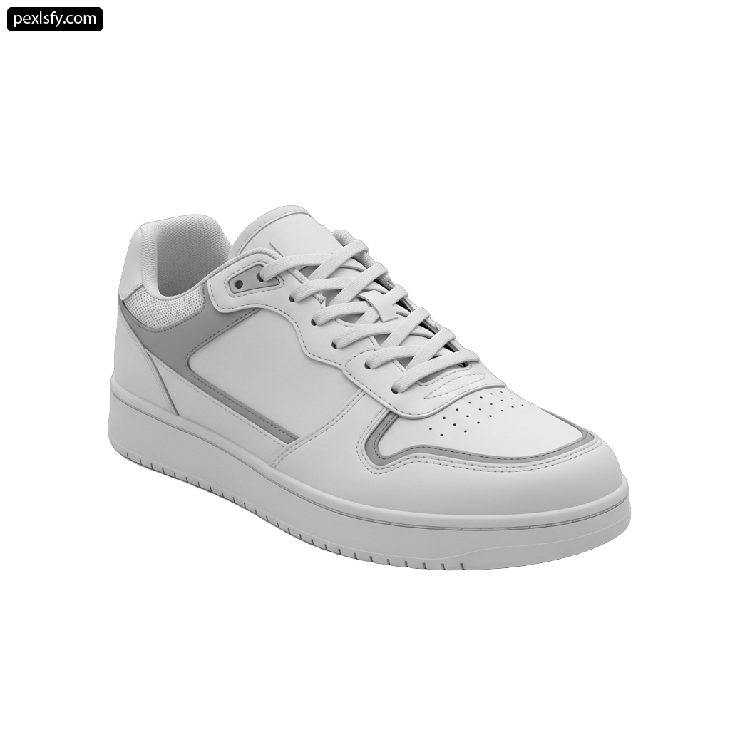 Pair of white sneakers on a white background png transparent background