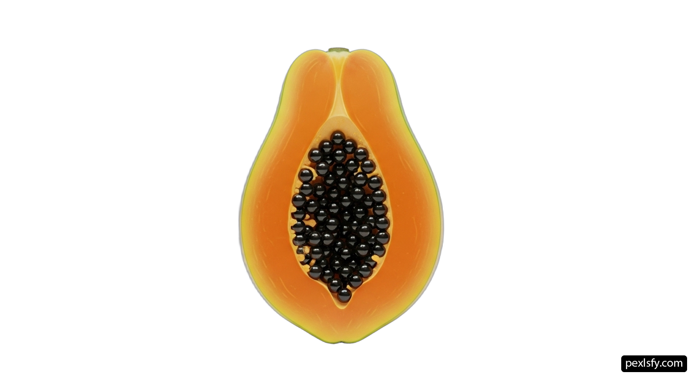 Papaya cut in half on a white background png transparent background