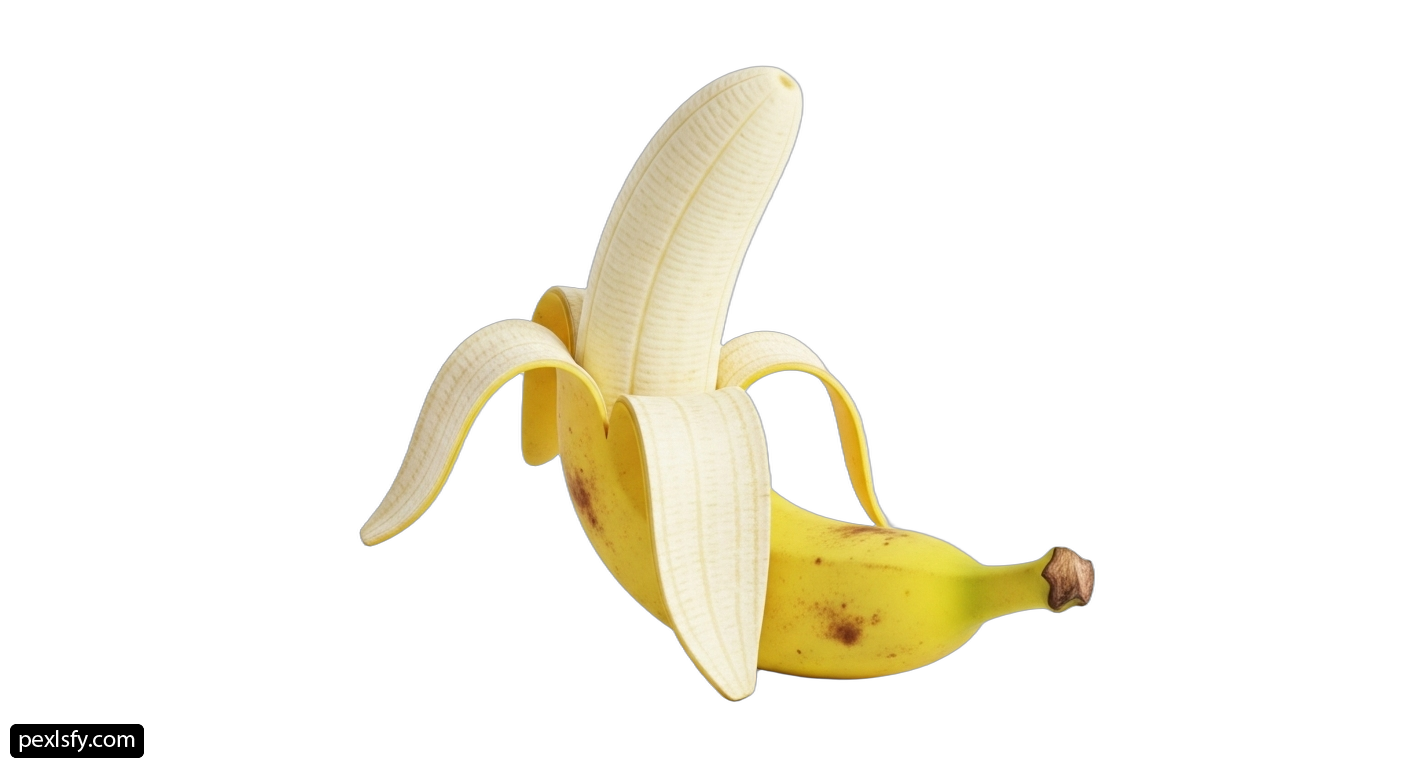 Peeled banana on a white background png transparent background