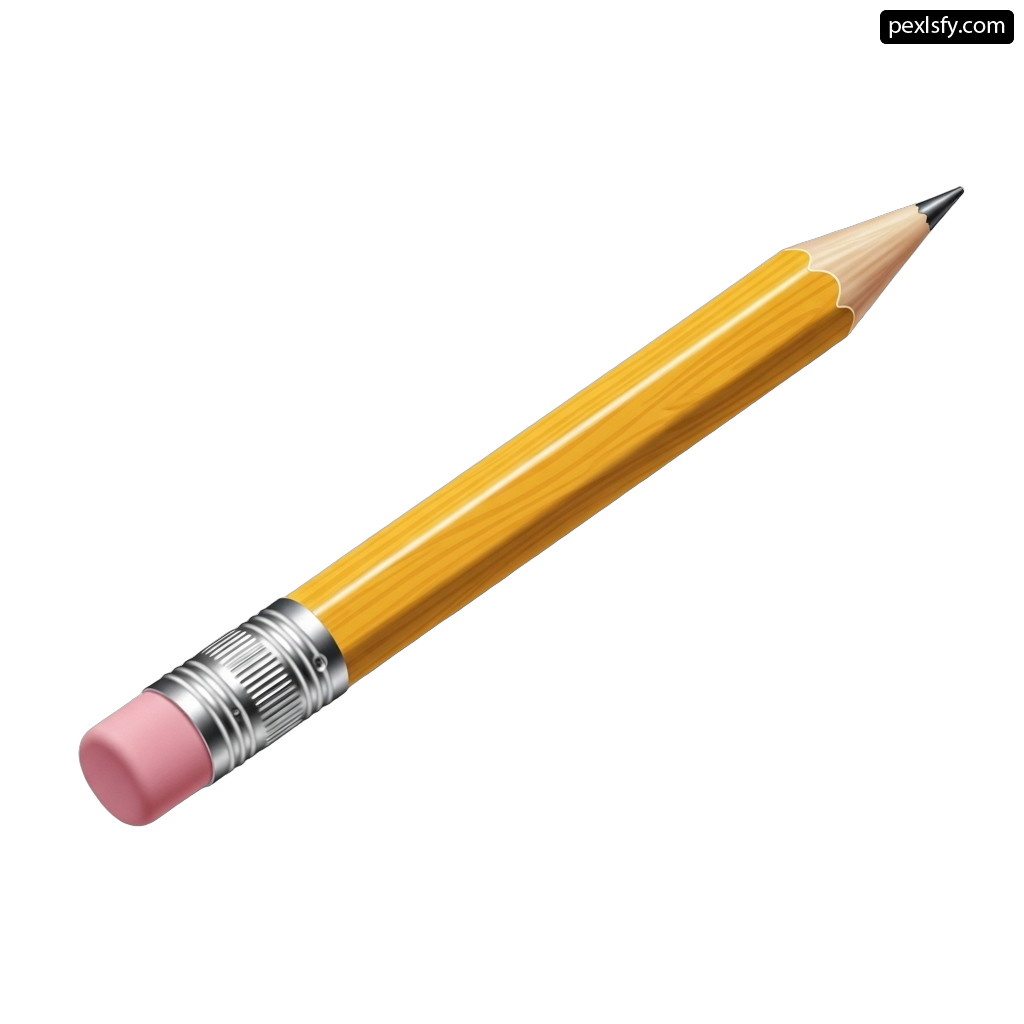 Pencil with a pink eraser sticking out of it png transparent background