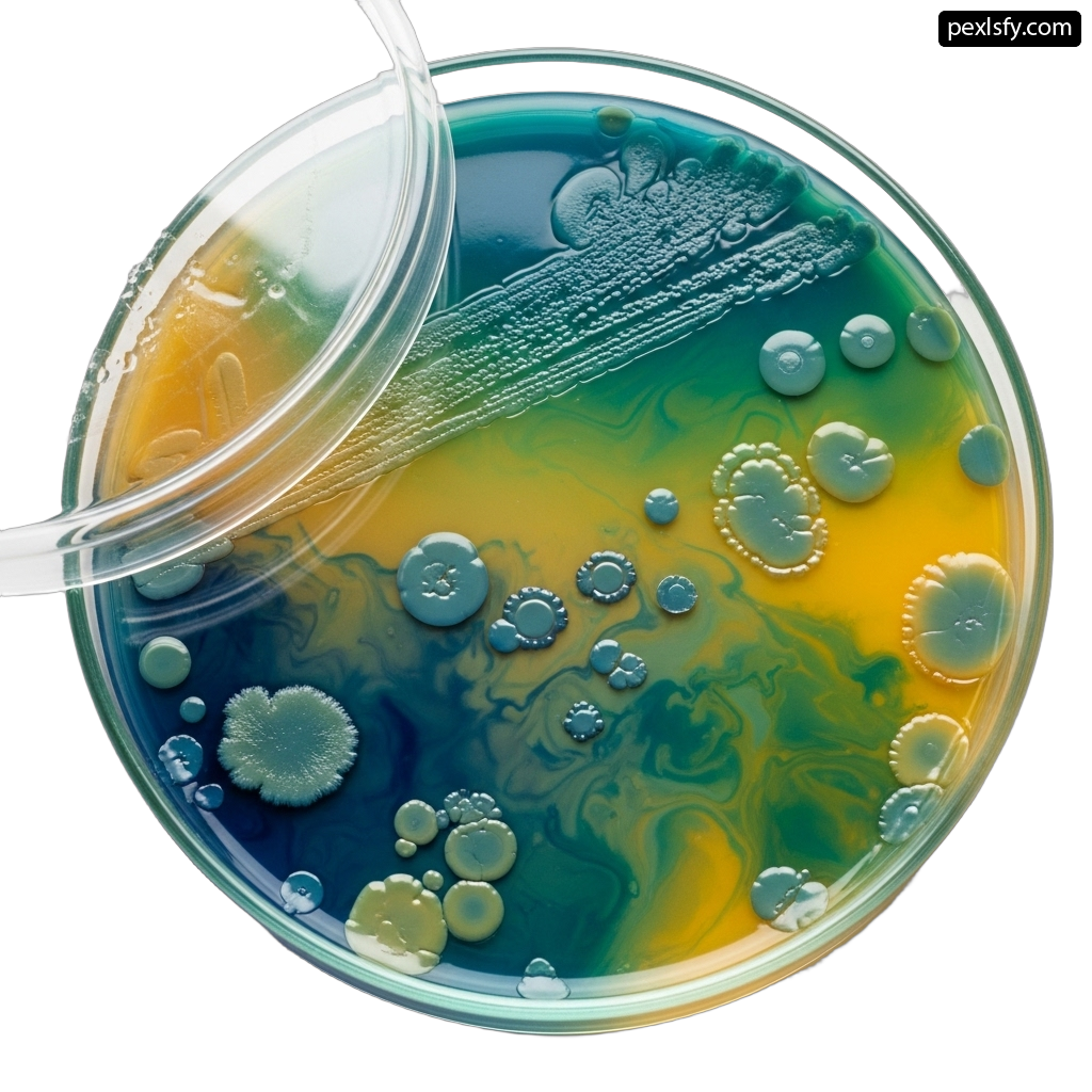 Petri dish filled with green and yellow bacteria png transparent background