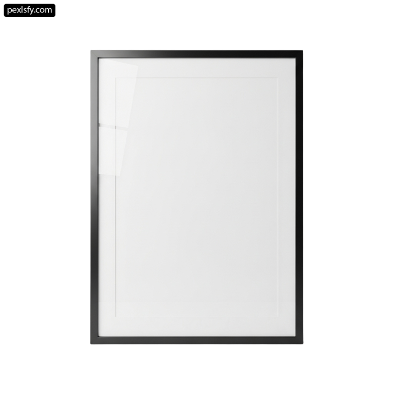 Picture frame with a white background and a black border png transparent background