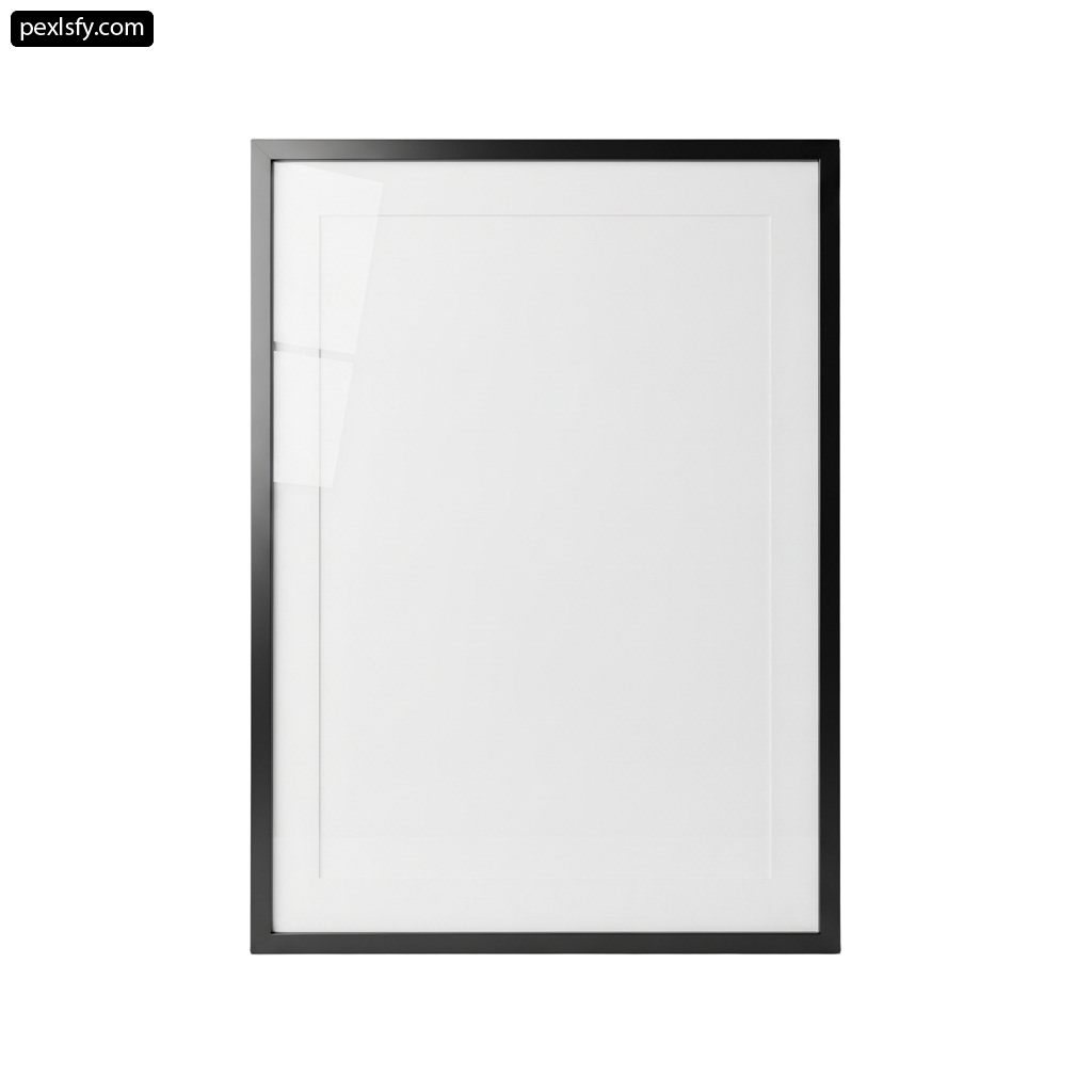 Picture frame with a white background and a black border png transparent background