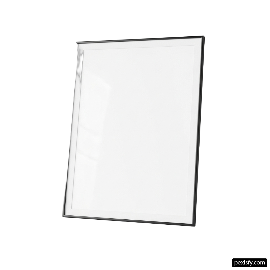 Picture frame with a white background on a white surface png transparent background