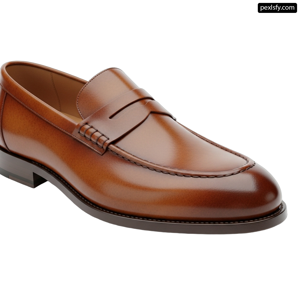 Picture of a brown loafer on a white background png transparent background