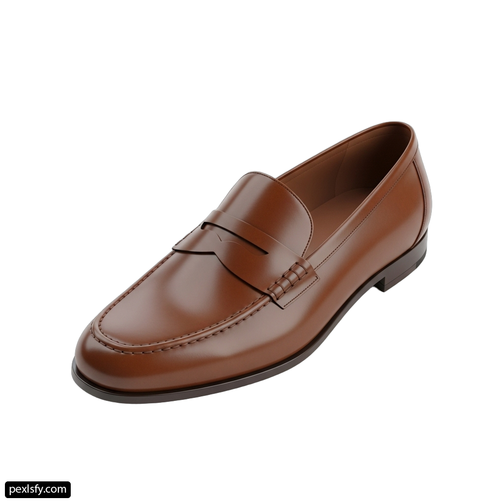 Picture of a brown loafer on a white background png transparent background