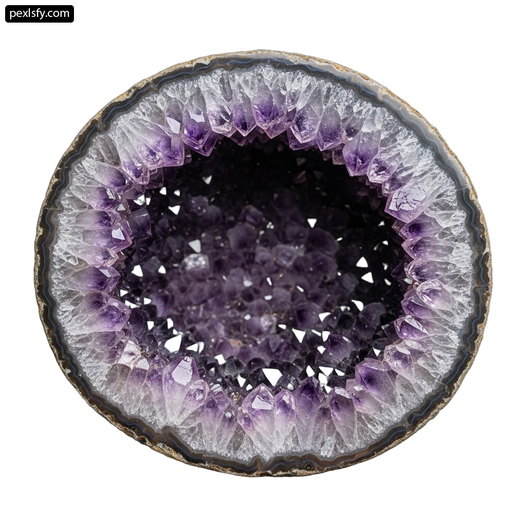 Piece of amethyst geode on a white background png transparent background