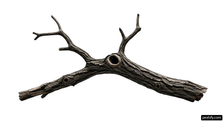 Piece of driftwood on a white background png transparent background
