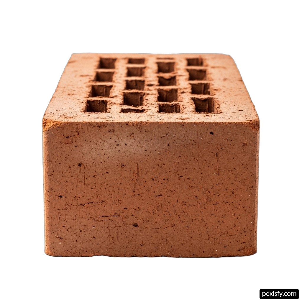 Piece of red brick on a white background png transparent background