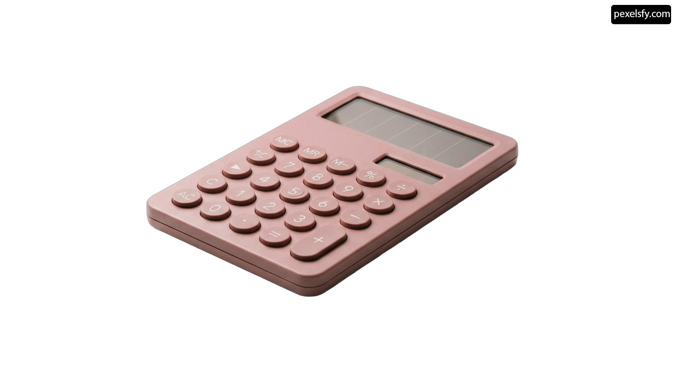 Pink calculator on a white background png transparent background